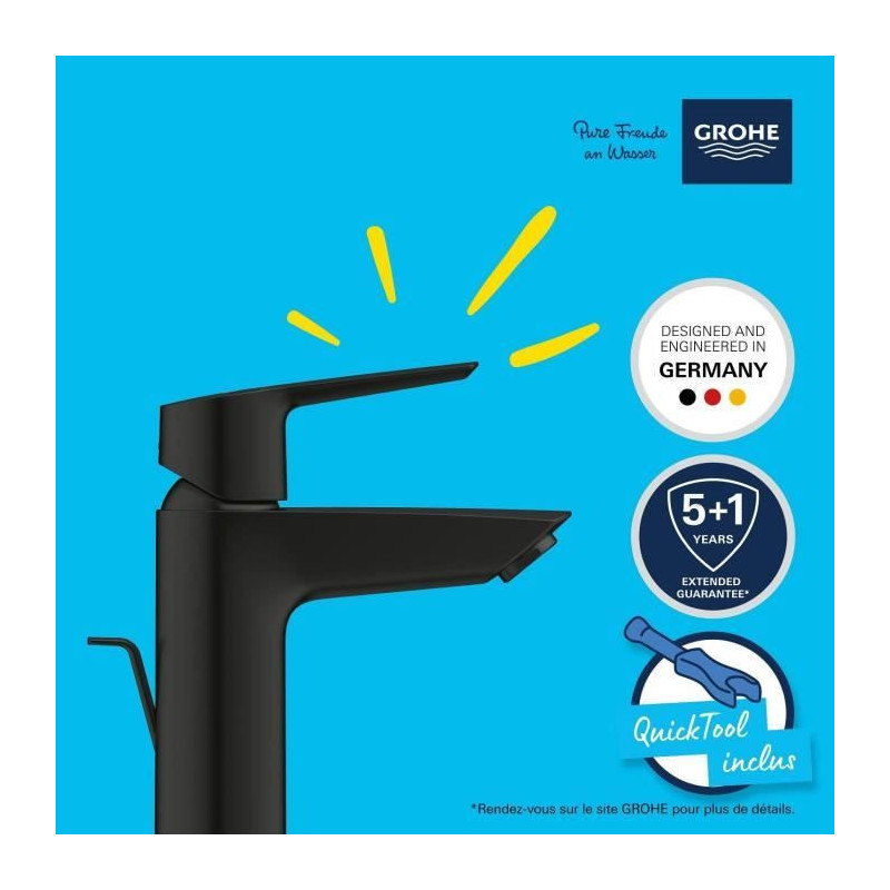 Single-lever basin mixer - GROHE Start - 242092432 - Matt black - Size