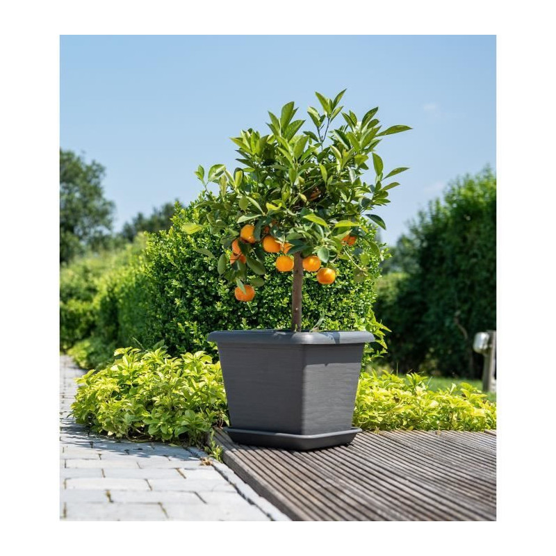 Square flower pot - GARDEN ID - Teramo black-anthracite - 40 x 35 cm -