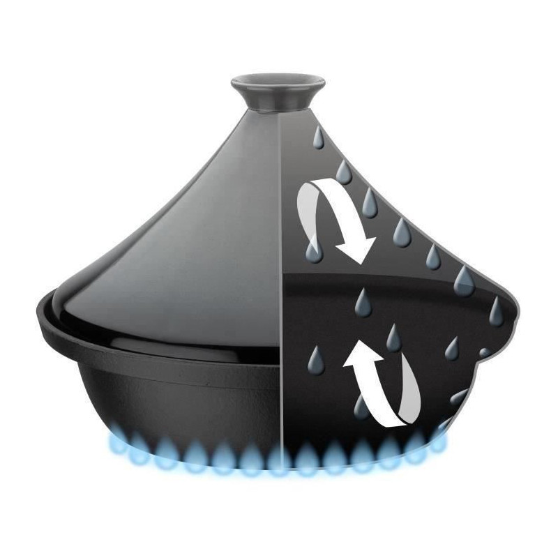 Solid cast iron tagine - GSW - 30 x 22 cm - Ceramic lid - Induction -