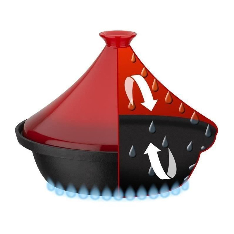 Solid cast iron tagine - GSW - 30 x 22 cm - Ceramic lid - Induction -