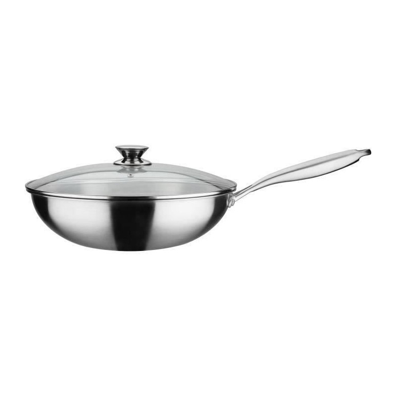 GSW Wok pro with lid - Ø 32 cm - 3-PLY bottom - Riveted handle - Stai