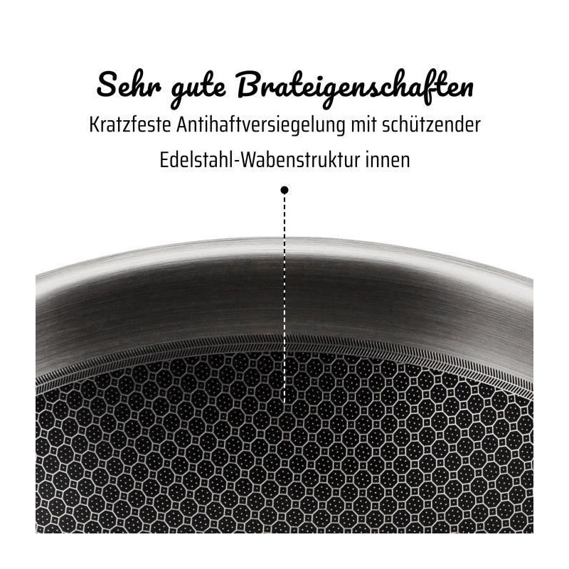 GSW Wok pro with lid - Ø 32 cm - 3-PLY bottom - Riveted handle - Stai