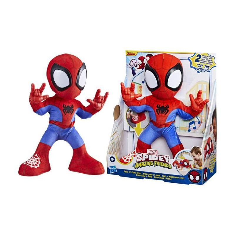 Spidey dances and crawls, interactive plush with music and sounds, sup