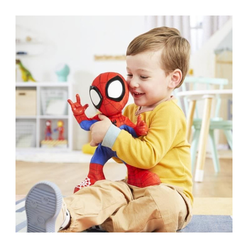 Spidey dances and crawls, interactive plush with music and sounds, sup