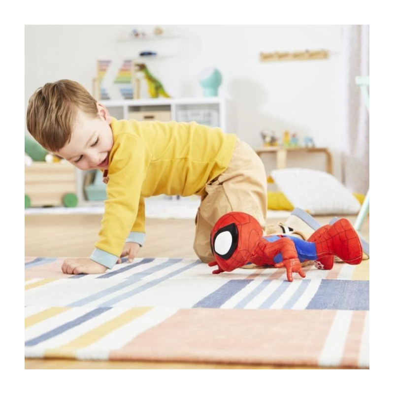 Spidey dances and crawls, interactive plush with music and sounds, sup