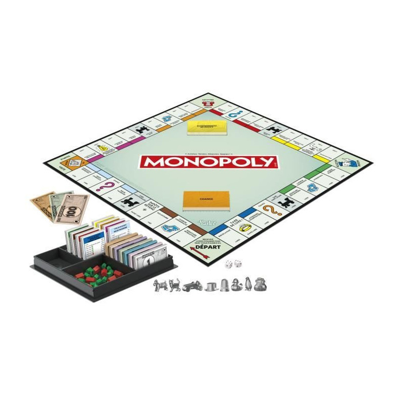 Classic Monopoly, board game, with storage box and large pawns, 2 to 6
