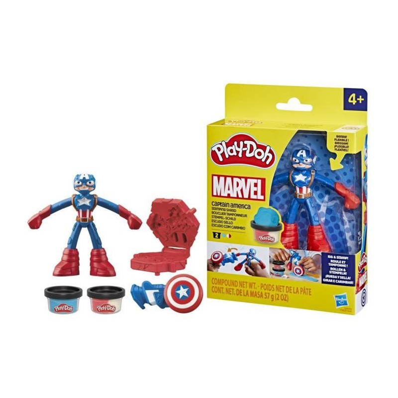 Play-Doh Captain America, Stamper Shield set with flexible figure, acc
