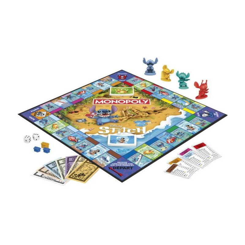 Monopoly Stitch, Board Game, 2 to 4 Players, 30 Minutes, Disney Lilo &