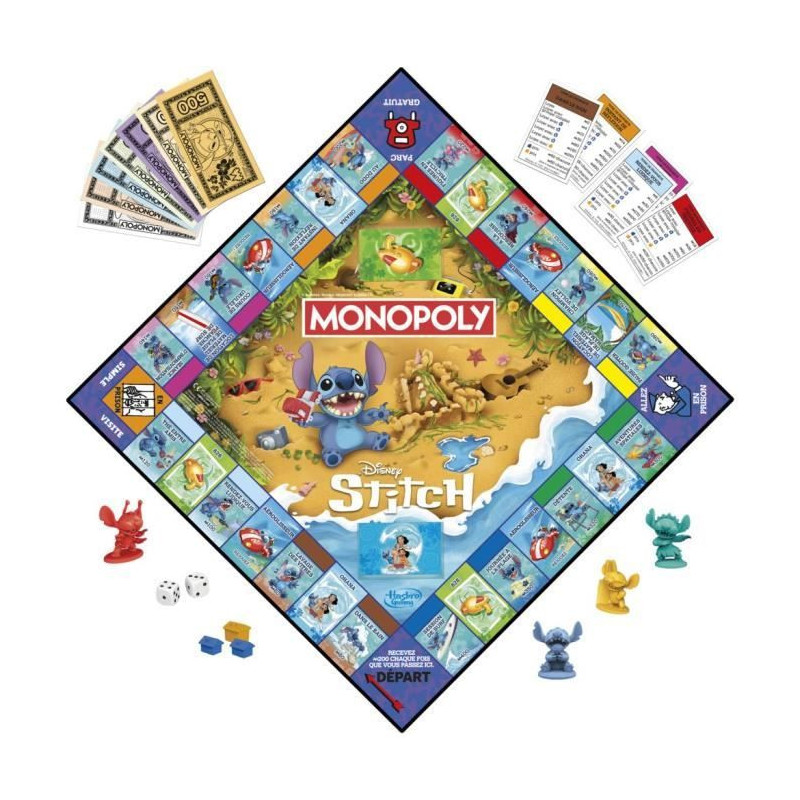 Monopoly Stitch, Board Game, 2 to 4 Players, 30 Minutes, Disney Lilo &
