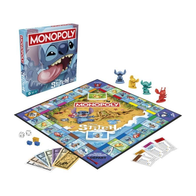 Monopoly Stitch, Board Game, 2 to 4 Players, 30 Minutes, Disney Lilo &