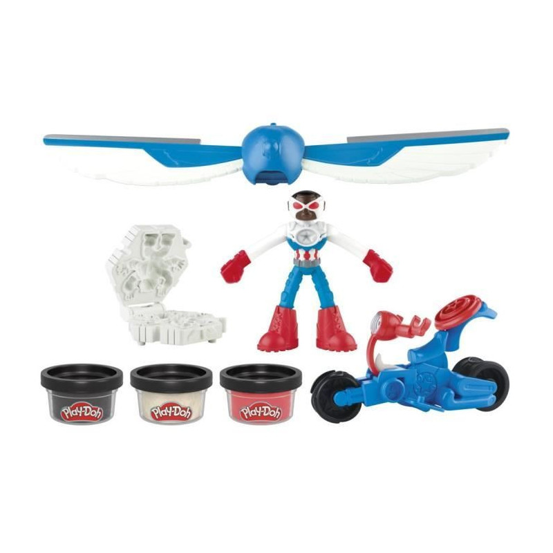 Play-Doh Captain America, Sharp Motorcycle set with flexible figure, 3