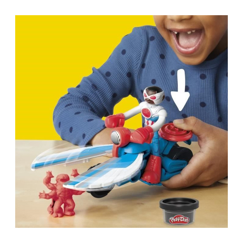 Play-Doh Captain America, Sharp Motorcycle set with flexible figure, 3