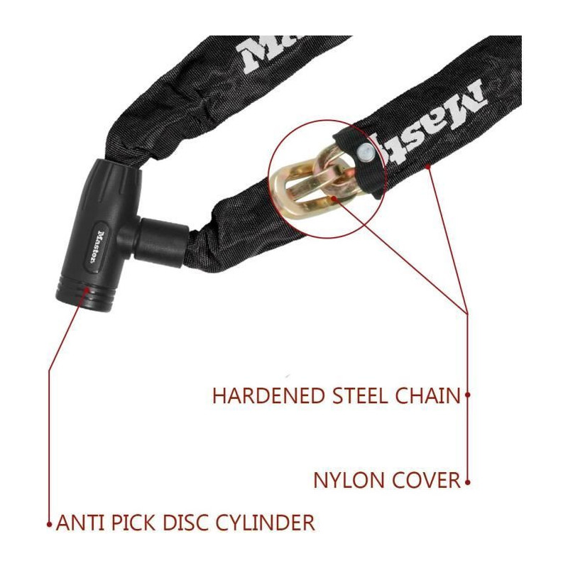 Bicycle Anti-Theft Chain - MASTER LOCK - 90 cm length - Hardened steel