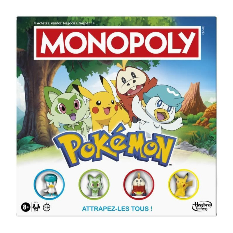 Pokémon Monopoly, board game, 2 to 4 players, games for children and