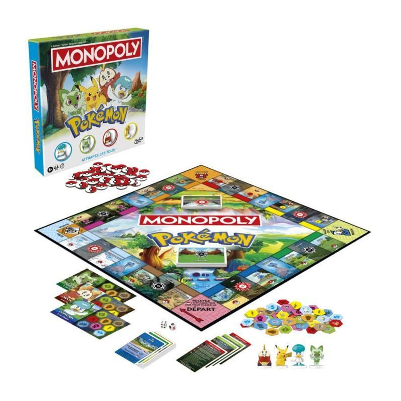 Pokémon Monopoly, board game, 2 to 4 players, games for children and