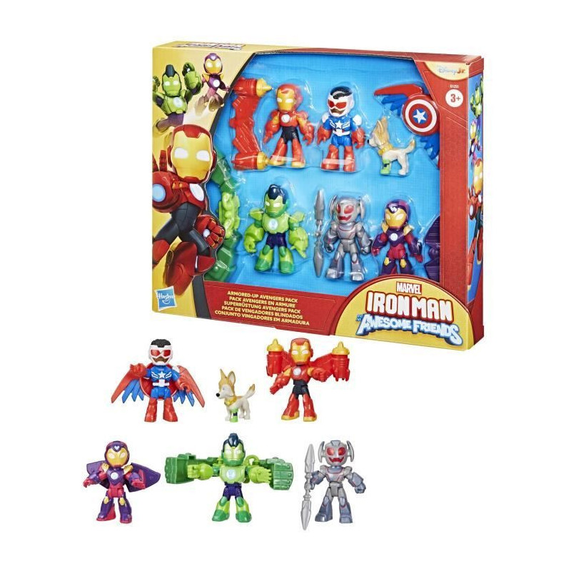 Pack of Avengers figurines in armor, Marvel Iron Man and his Awesome F