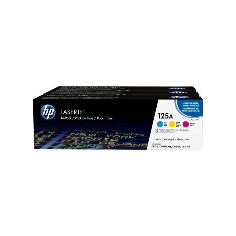 HP 125A pack of 3 genuine cyan / magenta / yellow toners (CF373AM) for