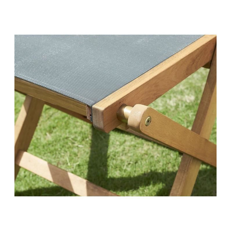 Set of 2 FSC and textilene acacia wood chairs - Gray