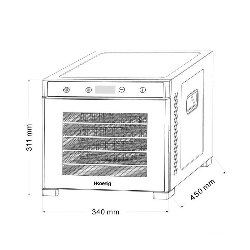 Food dehydrator - HKoeNIG - DSY900 - Timer - Variable temperature - Po