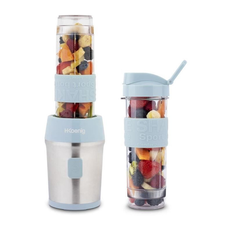 Mini blender - SMOO16 - 300 W - 570 mL - Pastel blue - 2 flasks includ