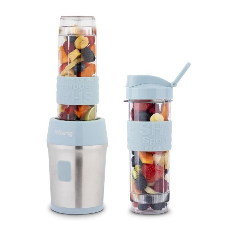 Mini blender - SMOO16 - 300 W - 570 mL - Pastel blue - 2 flasks includ