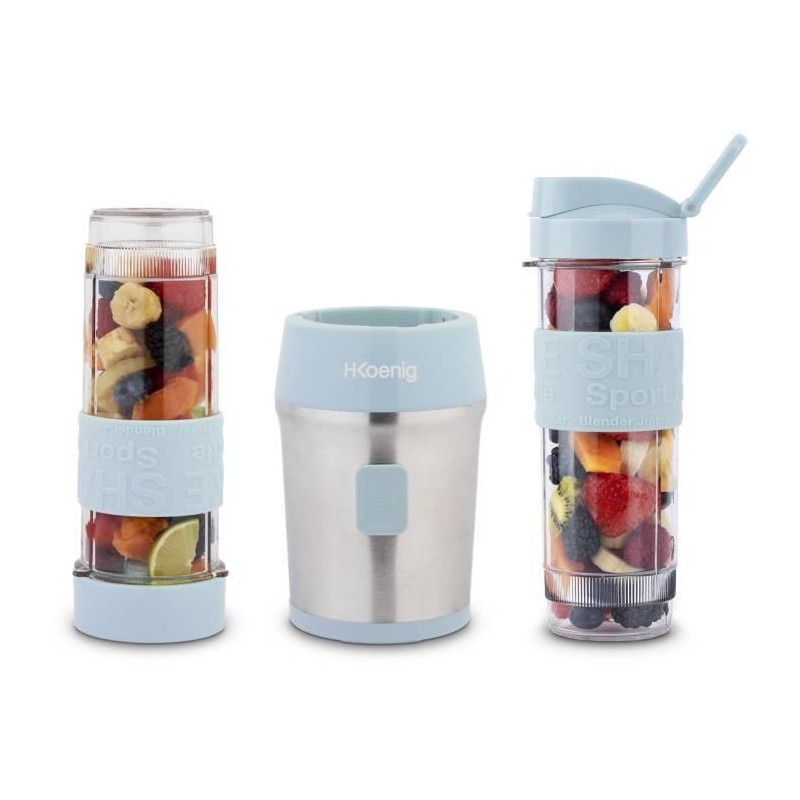 Mini blender - SMOO16 - 300 W - 570 mL - Pastel blue - 2 flasks includ