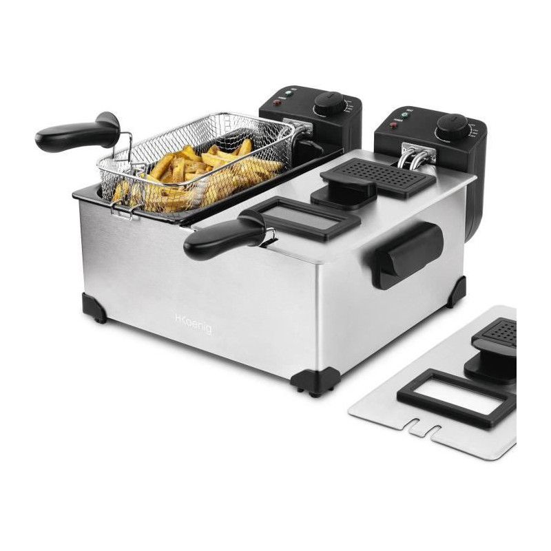 Hkoenig DFX600 - Double bin fryer 2x3l - 3600W - 2 Independent thermos