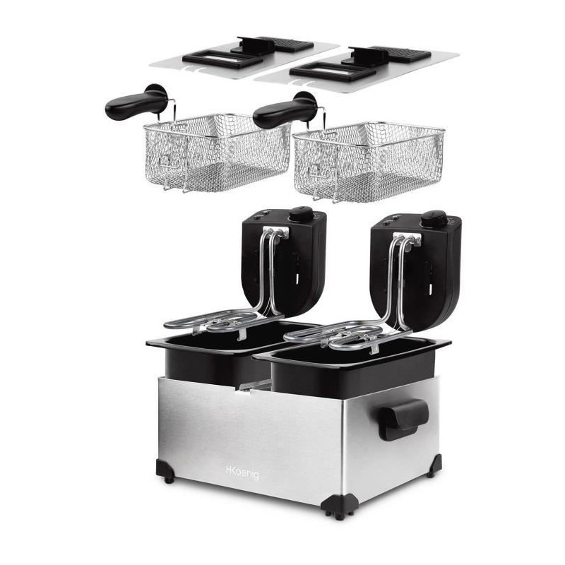 Hkoenig DFX600 - Double bin fryer 2x3l - 3600W - 2 Independent thermos