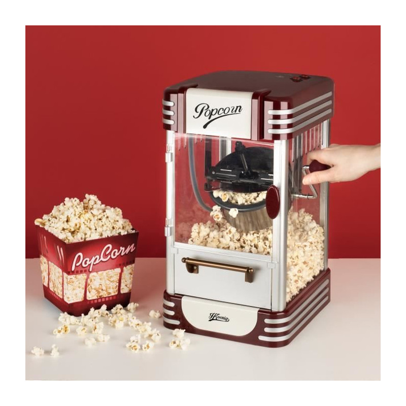 Popcorn machine - HKoeNIG - Retro design - Capacity 50g - Interior lig