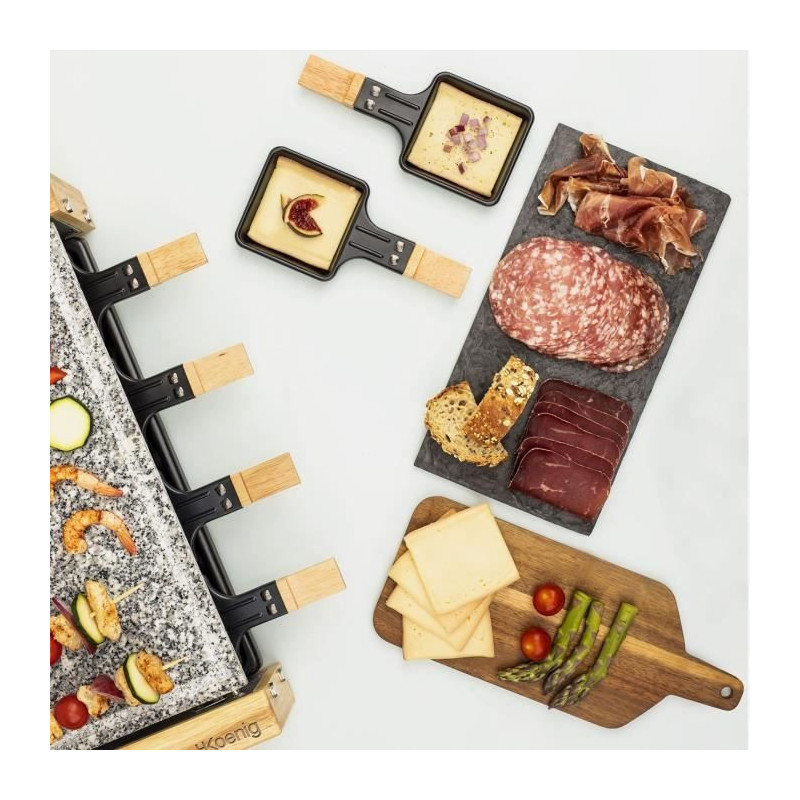 HKoeNIG raclette/grill appliance - 8 people - Wooden design - Cooking