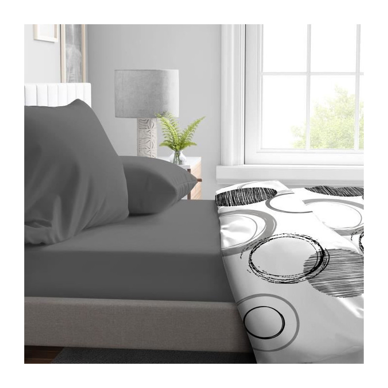 Fitted sheet - HOME LINGE PASSION - HP71762 - 90 x 190 cm + 30 cm bonn