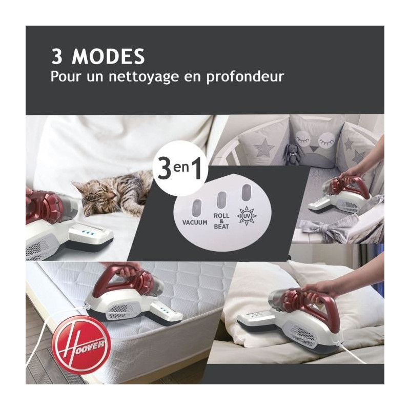 HOOVER MBC500 Special Hand Vacuum - 500W - 300 ml - Burgundy White