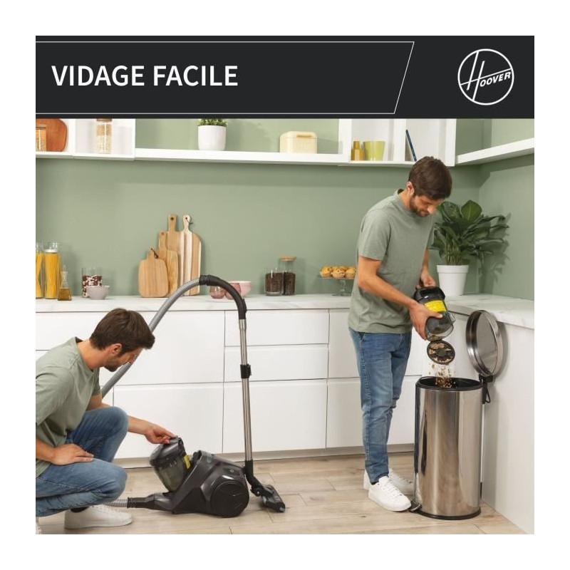 Bagless cylinder vacuum cleaner - HOOVER - HP321PAF - 850 W - 75 dBA -