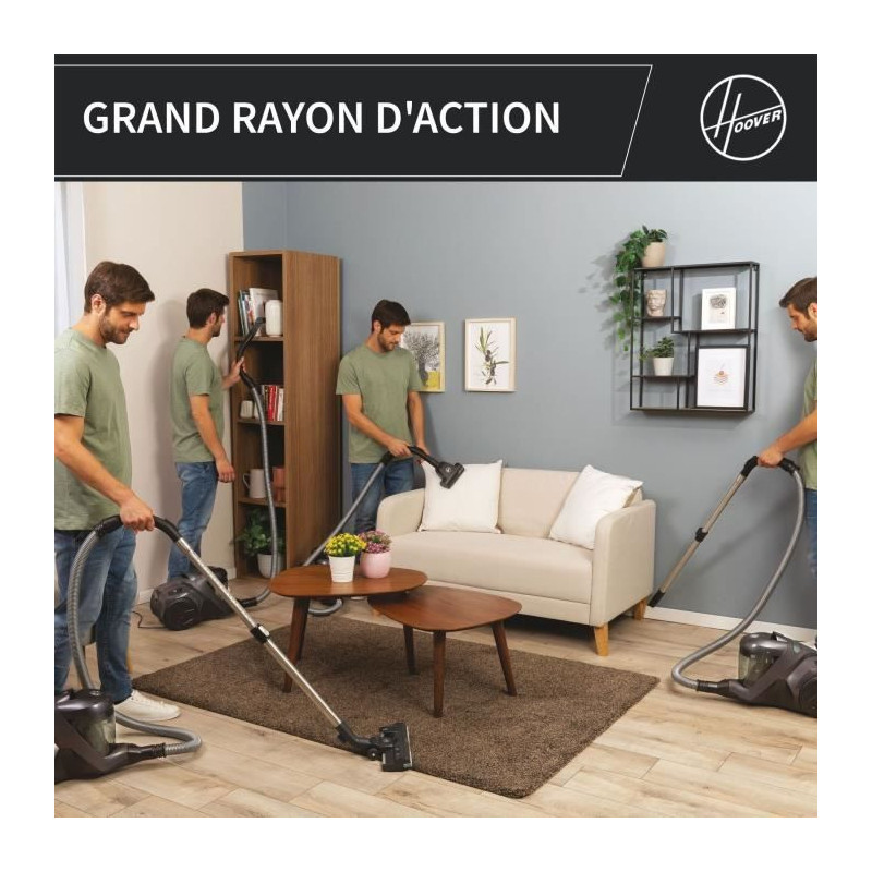 Bagless cylinder vacuum cleaner - HOOVER - HP321PAF - 850 W - 75 dBA -