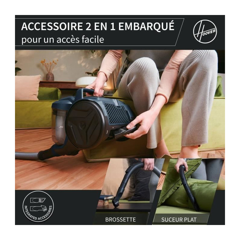 Bagless cylinder vacuum cleaner - HOOVER - HP110HM - 700 W - 78 dBA -