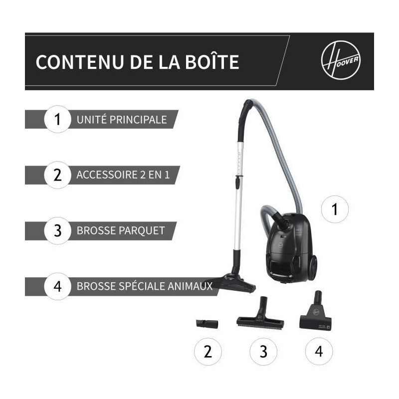 HOOVER HE1 - Compact and Powerful Bagged Cylinder Vacuum Cleaner - Lar