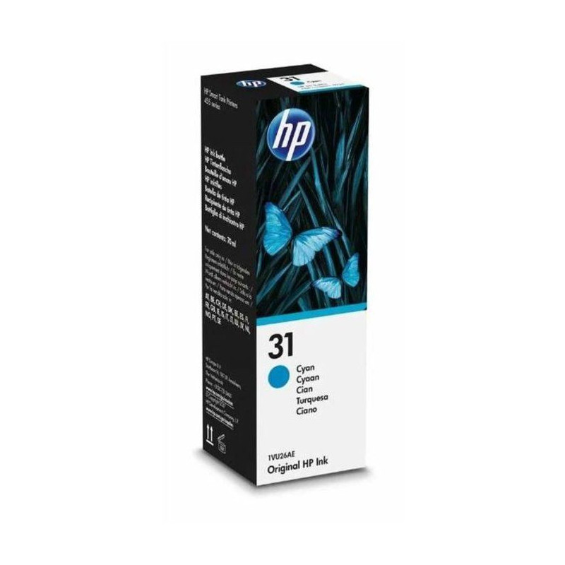 HP 31 70 mL Genuine Cyan Ink Bottle (1VU26AE) for HP Smart Tank 455/45
