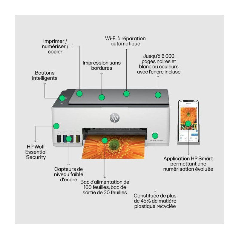 All-in-one printer - HP - Smart Tank 5105 - USB 2.0, Wi-Fi(n), Bluetoo