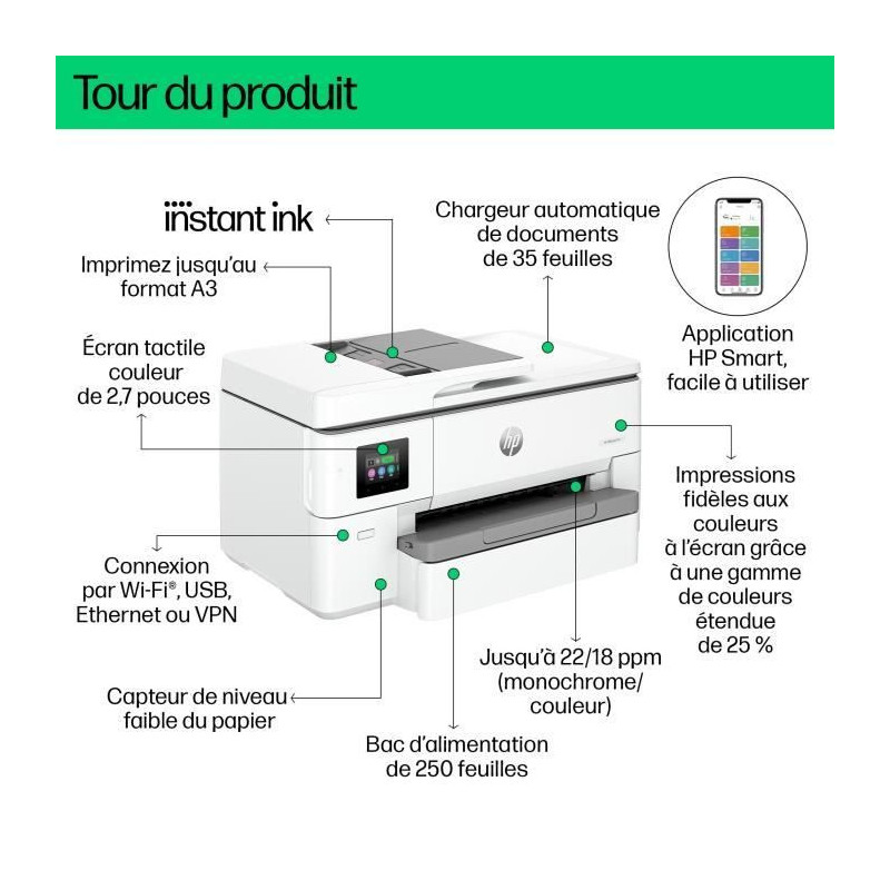 HP OfficeJet Pro 9720e A3 All-in-One Duplex Printer, 3 months Instant