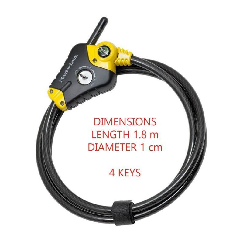 Anti-theft - MASTER LOCK - Python 8433EURD - Adjustable length from 30