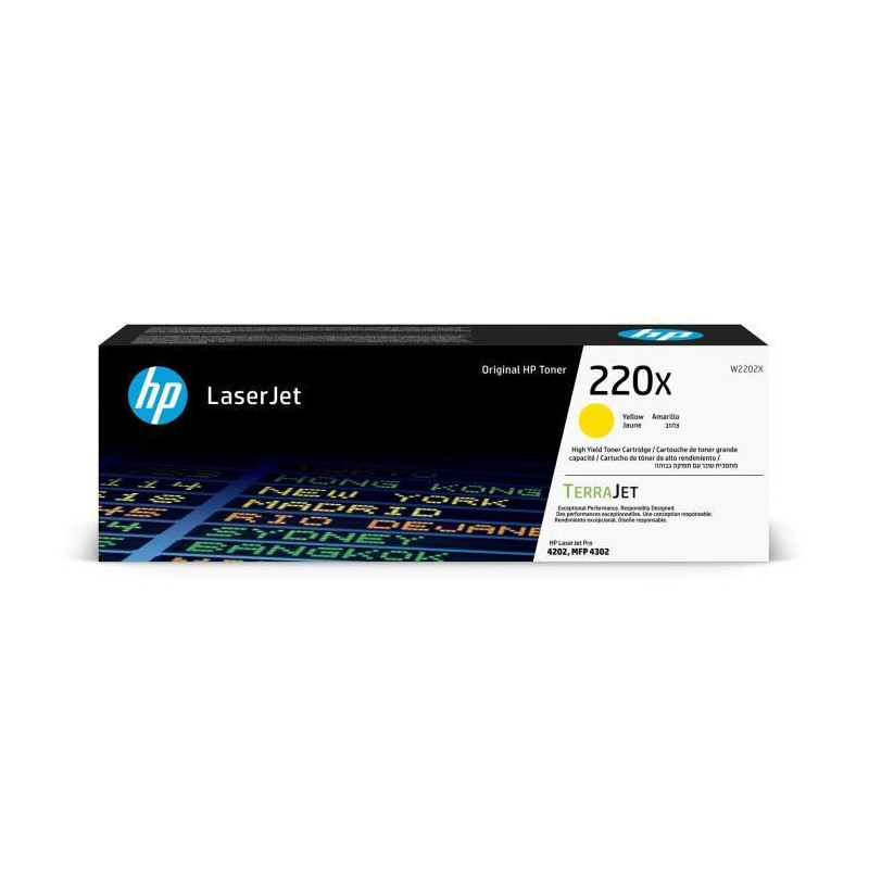 Original HP 220X Yellow High Yield Toner Cartridge (W2202X) for HP Las
