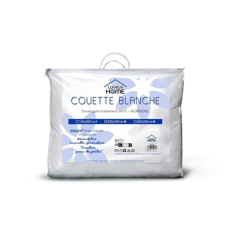 Lovely Home antiacarian duvet - 220 x 240 cm - White