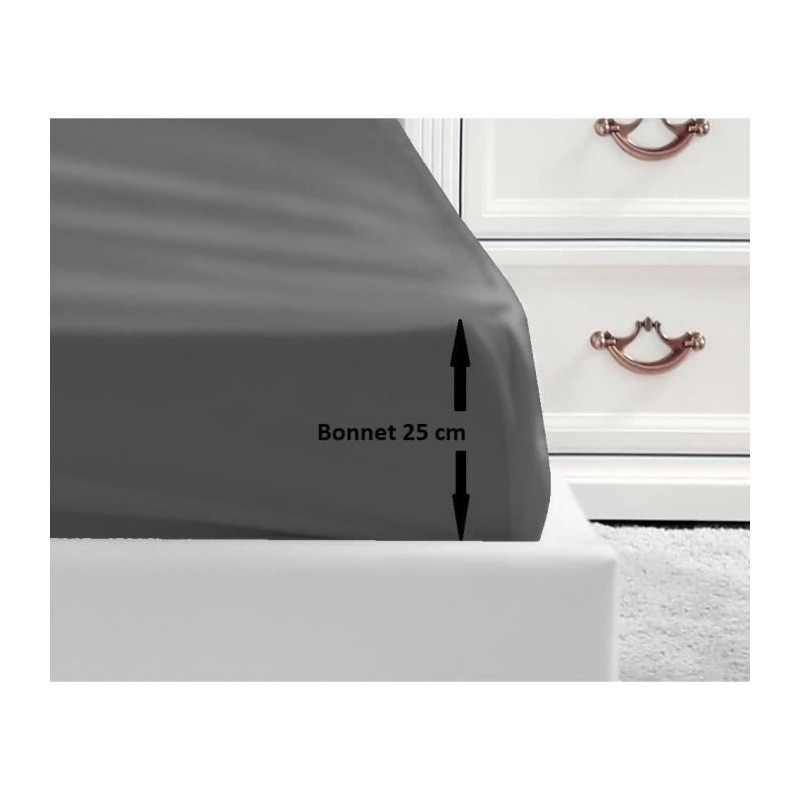 LOVELY HOME Fitted sheet 100% cotton 90x190x25 cm dark gray