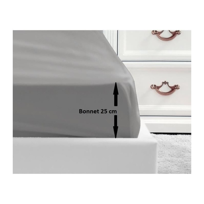 LOVELY HOME Fitted sheet 100% cotton 140x190x25 cm light gray