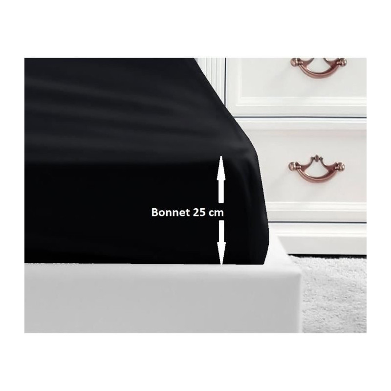 LOVELY HOME Fitted sheet 100% cotton 140x190x25 cm - Black