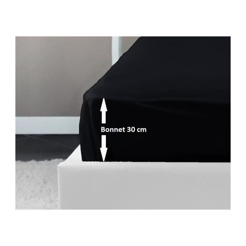 LOVELY HOME Fitted sheet 100% cotton 140x190x30 cm black
