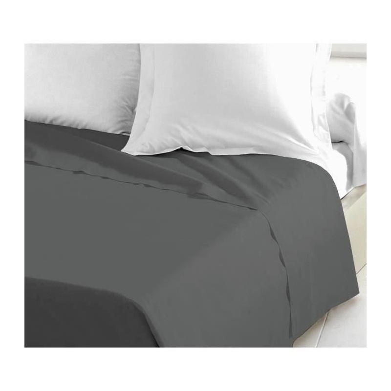 LOVELY HOME Flat sheet 100% cotton 180x290 cm dark gray
