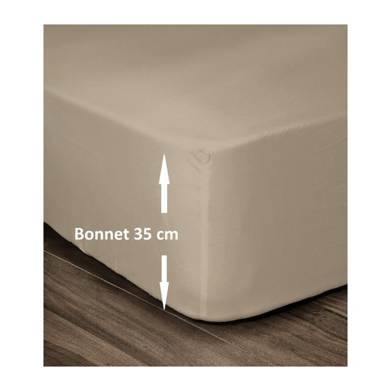 Lovely Home sheet 100% cotton cover 140x190cm - Bonnet 35cm - Beige