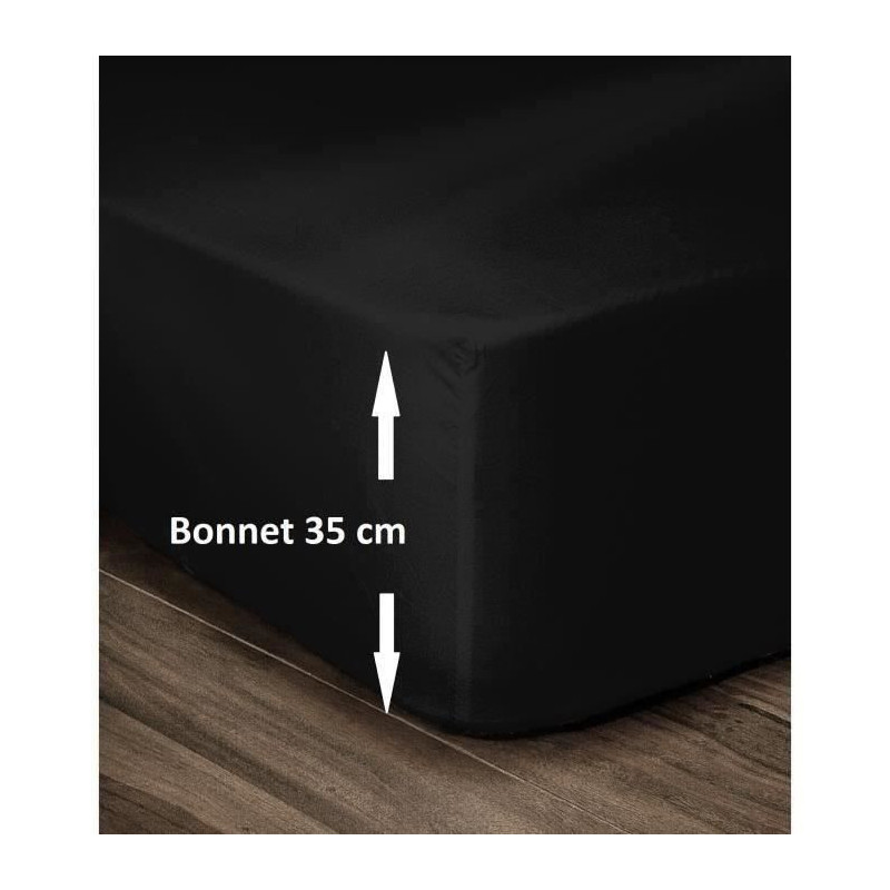 Lovely Home Drap 100% cotton cover 160x200cm - Bonnet 35cm - Black