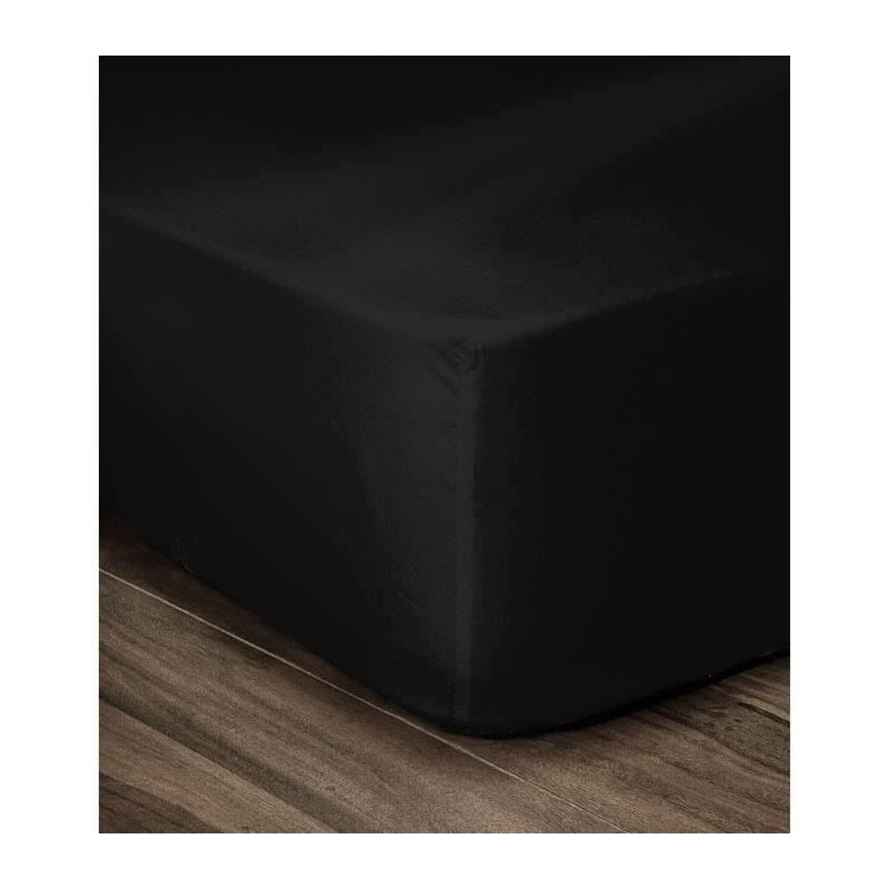 Lovely Home Drap 100% cotton cover 160x200cm - Bonnet 35cm - Black